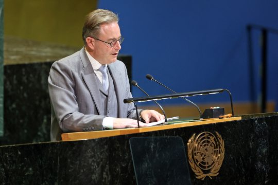 Premierminister Bart De Wever spricht vor der UN-Generalversammlung in New York