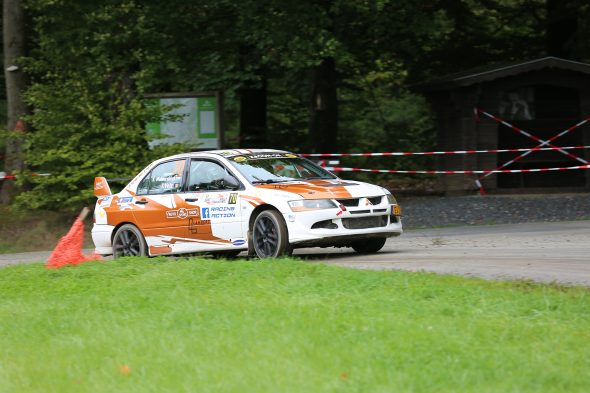 Sam Weimerskirch/Thomas Velz (Mitsubishi Lancer Evo VIII) bei der East Belgian Rallye