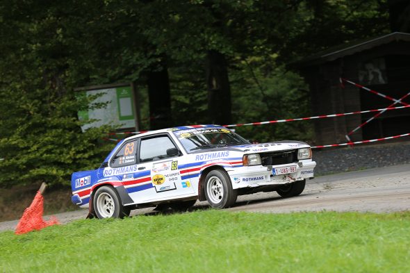 Michael Küches/Tobias Zeimers (Opel Ascona 400) bei der East Belgian Rallye