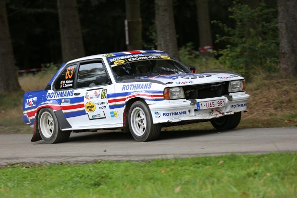 Michael Küches/Tobias Zeimers (Opel Ascona 400) bei der East Belgian Rallye