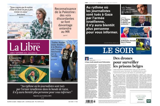 Titelseiten von Le Soir und La Libre am 1. September 2025