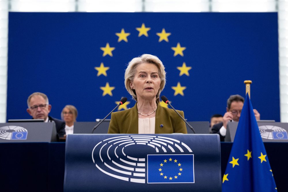 EU-Kommissionspräsidentin Ursula von der Leyen bei ihrer Rede zur Lage der EU in Straßburg