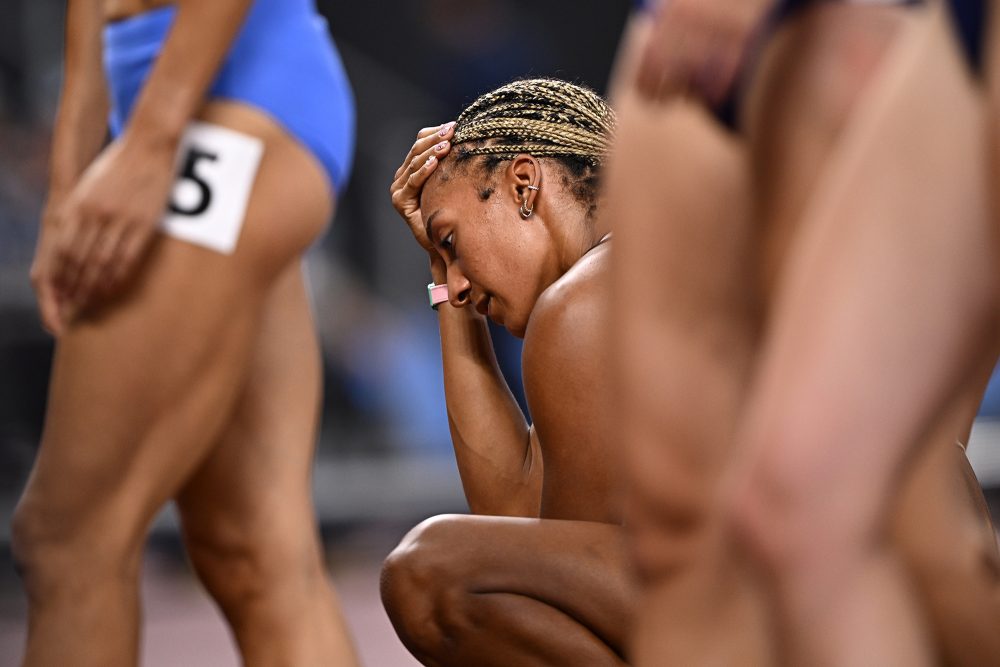 Nafi Thiam reagiert enttäuscht nach dem 200-Meter-Lauf