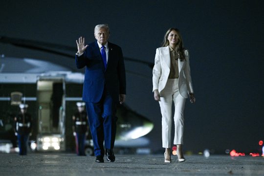 US-Präsident Donald Trump und First Lady Melania vor dem Rückflug von New York nach Washington