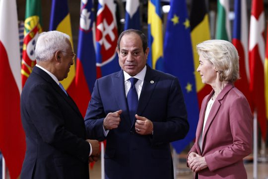 EU-Ratspräsident Costa, Ägyptens Präsident al-Sisi und EU-Kommissionsvorsitzende von der Leyen (vlnr)