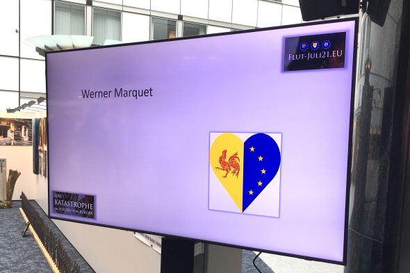 Gegenstände der Ausstellung „Flut – Juli 2021. Eine Katastrophe im Herzen von Europa“ im Europaparlament