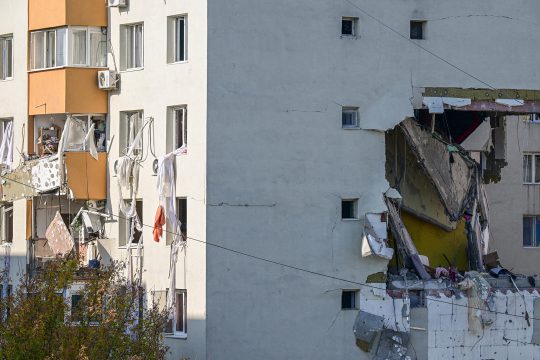 Zerstörungen an dem Appartementgebäude nach der Explosion