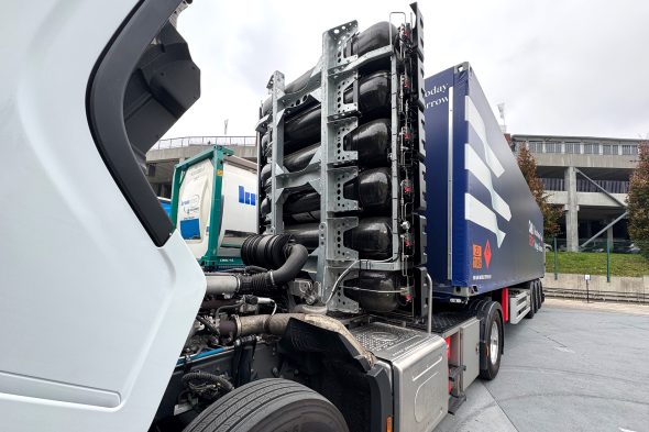 Nahaufnahme eines Wasserstoff-LKW in Spa-Francorchamps