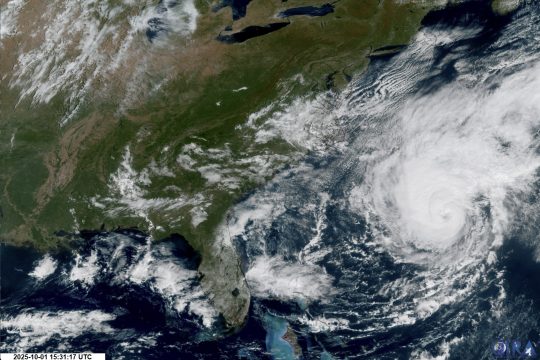 Das Satellitenbild zeigt den Hurrikan Imelda