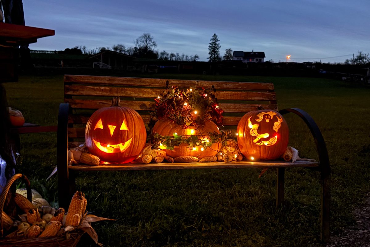 Das Kürbishäuschen in der Dunkelheit