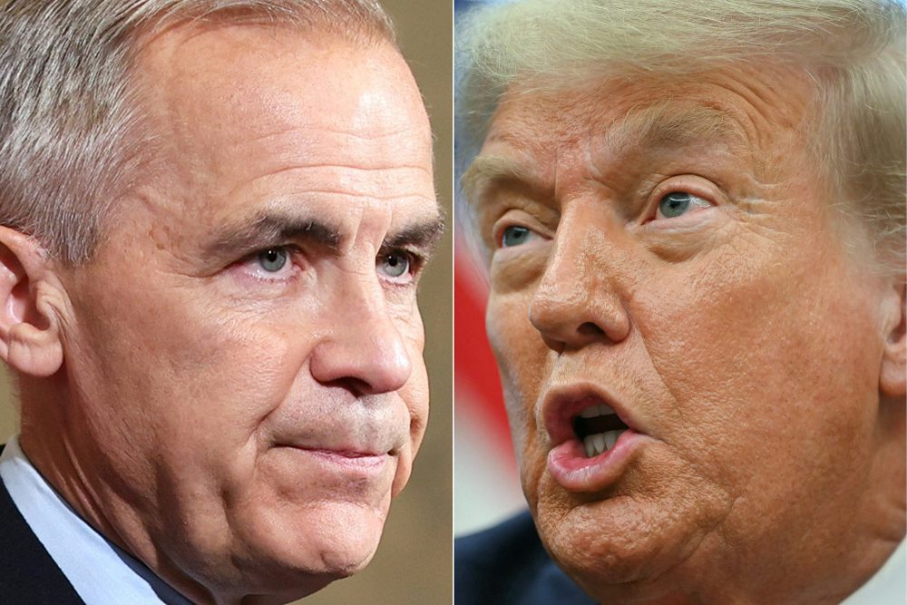 Bildmontage mit Kanadas Premierminister Mark Carney und US-Präsident Donald Trump