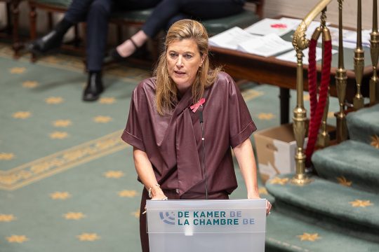 Justizministerin Annelies Verlinden am 25. September am Rednerpult in der Kammer