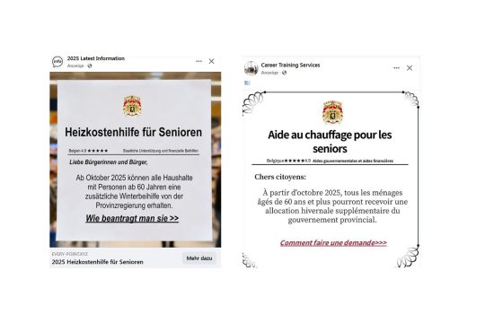 Screenshots der Einträge auf den Sozialen Medien