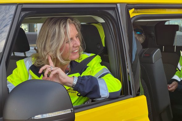 Andrea D‘Haeseleer von der Flughafengesellschaft Brussels Airport Company bei der Arbeit