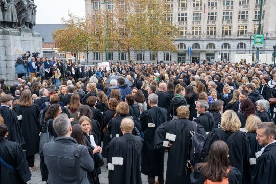 Protest der Magistrate vor dem Justizpalast in Brüssel