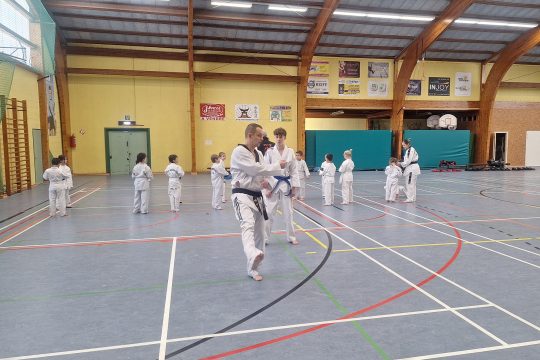 Taekwondo-Kämpfer führen Übungen aus