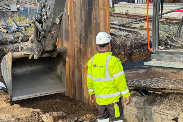Bauarbeiten am Fußgängertunnel für den Bahnhof Eupen