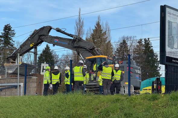 Bauarbeiten am Fußgängertunnel für den Bahnhof Eupen