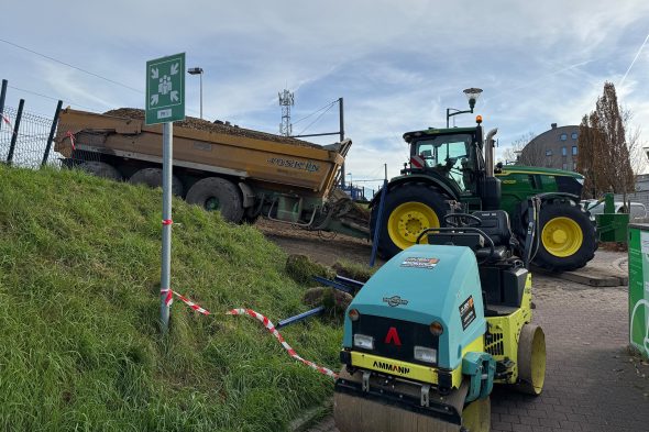 Bauarbeiten am Fußgängertunnel für den Bahnhof Eupen
