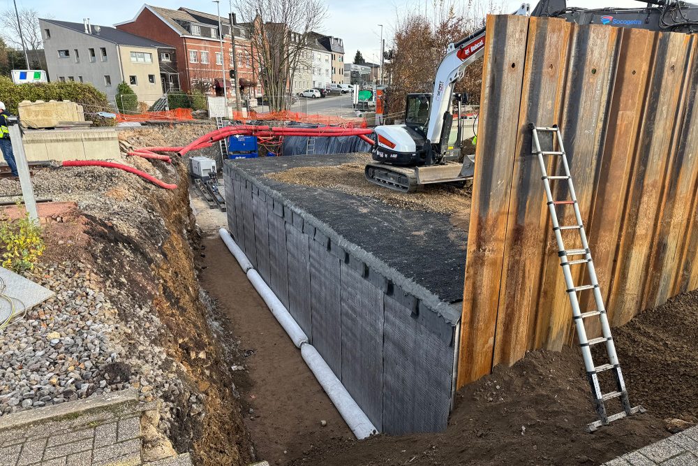 Bauarbeiten am Fußgängertunnel für den Bahnhof Eupen