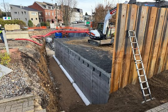 Bauarbeiten am Fußgängertunnel für den Bahnhof Eupen