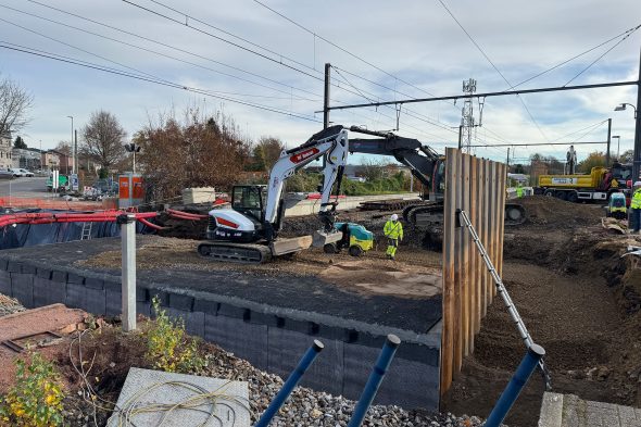 Bauarbeiten am Fußgängertunnel für den Bahnhof Eupen