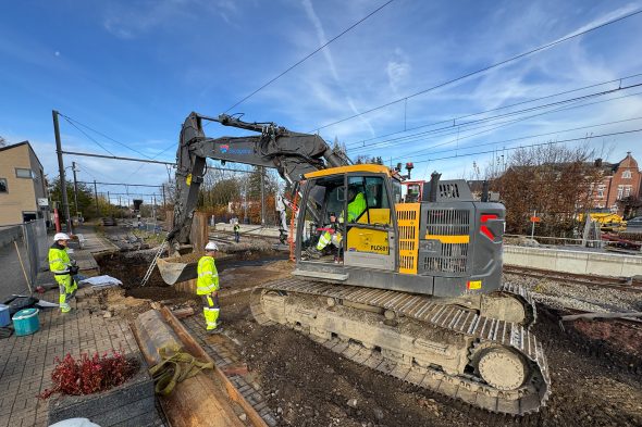 Bauarbeiten am Fußgängertunnel für den Bahnhof Eupen