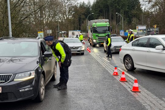 Bob-Kontrolle an der belgisch-luxemburgischen Grenze in der Nähe des Kreisverkehrs Wemperhardt