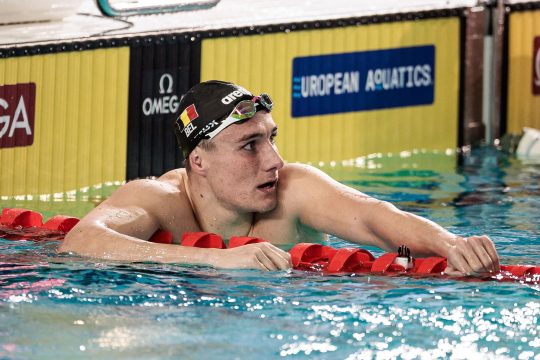 Lucas Henveaux sorgte über 800 Meter Freistil für eine weitere Silbermedaille der belgischen Schwimmer bei der Kurzbahn-EM (Bild: Nikola Krstic/Belga)