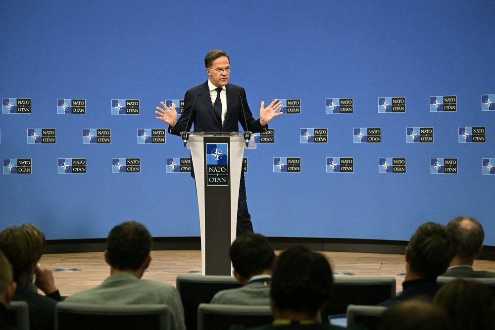 Nato-Generalsekretär Mark Rutte bei der Pressekonferenz in Brüssel