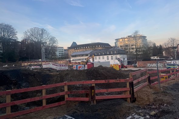 Die Baustelle in der Franzstraße in Aachen, auf der die Bombe gefunden wurde