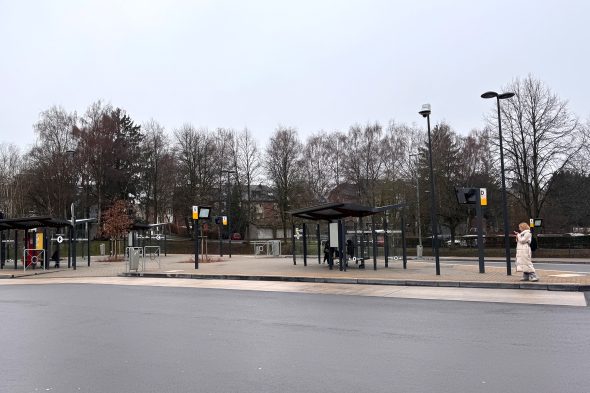 Leerer Bushof Eupen am vierten Streiktag