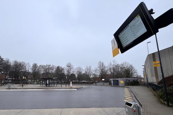 Leerer Bushof Eupen am vierten Streiktag