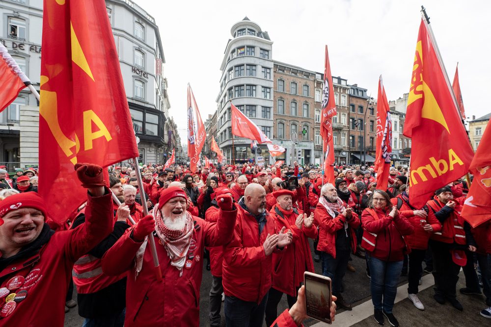 Demonstration der Gewerkschaften in Namur