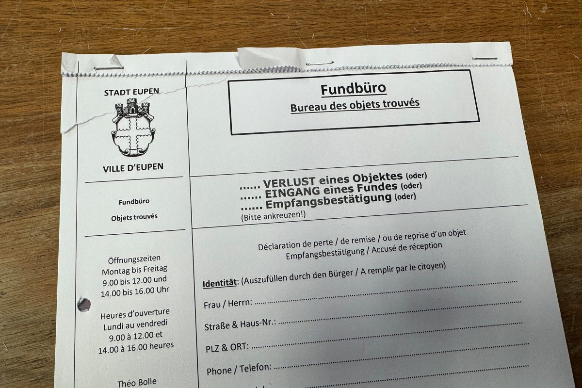 Formular, um den Verlust eines Objektes bzw. den Eingang eines Fundes anzugeben