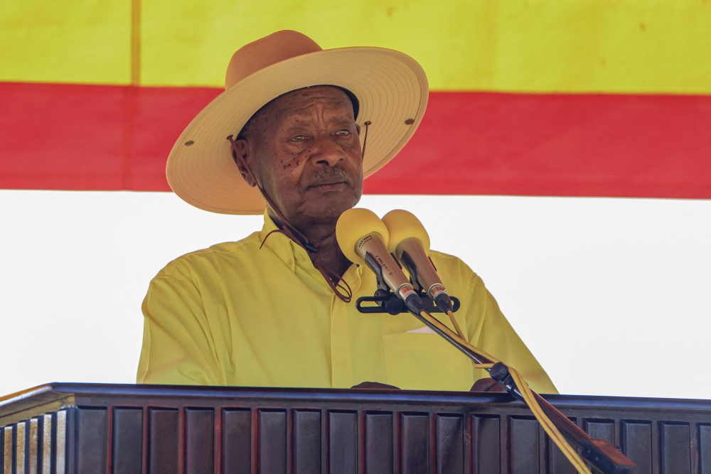 Ugandas 81-jähriger Langzeitpräsident Museveni bei einer Wahlkampfveranstaltung