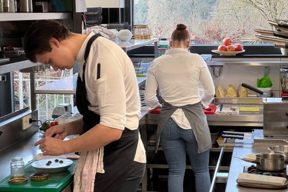 In der Küche des Restaurants Quadras