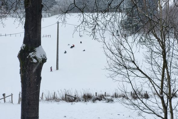 Schlittenfahrer an der Zosterbach