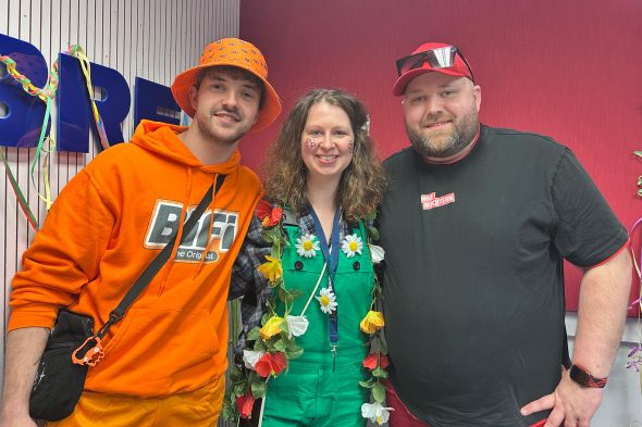 BRF-Moderatorin Lena Orban mit Mike Nüchtern und Dän de Män