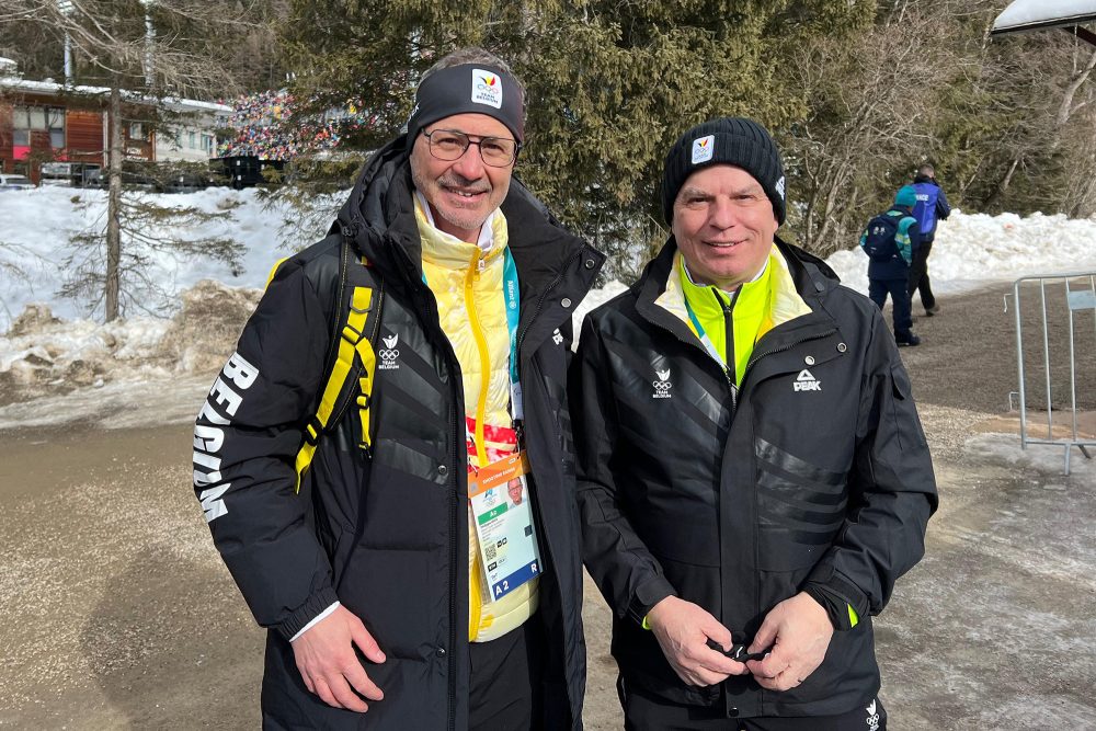 Biathlon-Teamleiter Philippe Heck und DG-Sportminister Gregor Freches