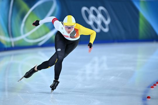 Isabelle van Elst beim Rennen über 1.000 Meter bei den Olympischen Spielen in Mailand