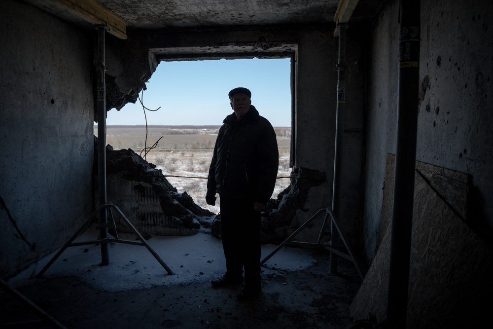 Zerstörtes Wohnhaus in der Region Charkiw