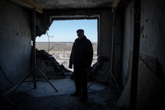 Zerstörtes Wohnhaus in der Region Charkiw