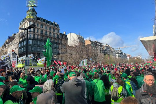Demonstranten in den Straßen von Brüssel