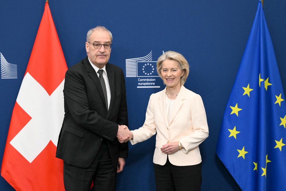 EU-Kommissionspräsidentin Ursula von der Leyen und der Schweizer Bundespräsident Guy Parmelin