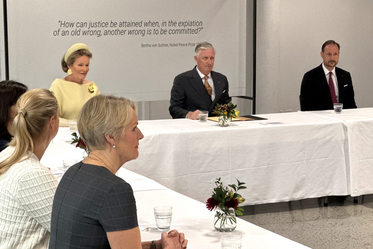 Königin Mathilde, König Philippe und Kronprinz Haakon im Nobel-Friedenszentrum