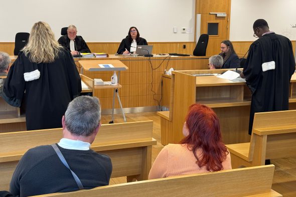 Richter und Anwälte beim Showprozess