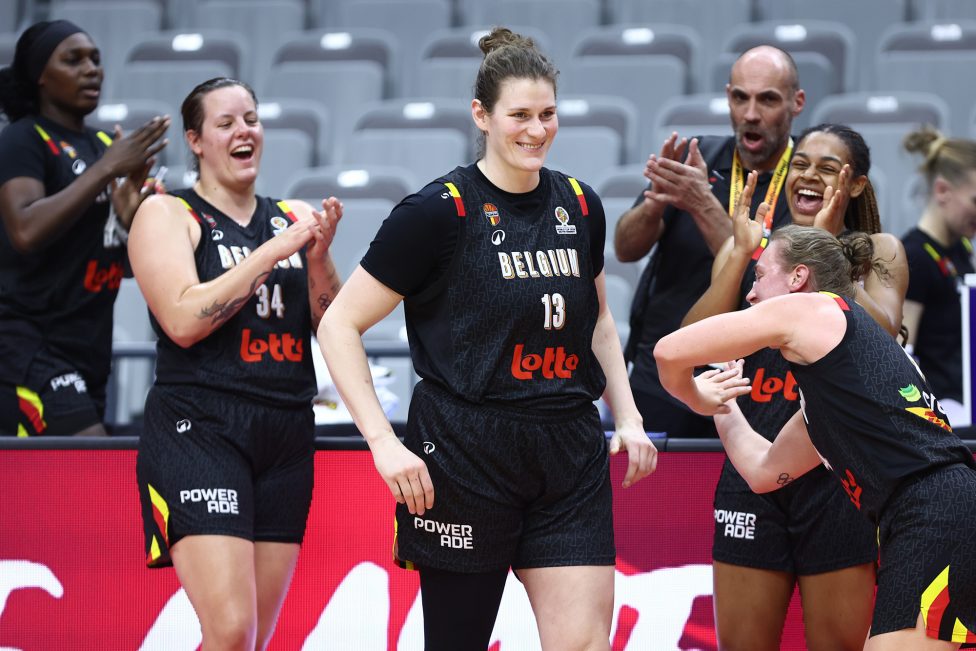 Die Belgian Cats feiern nach ihrem Sieg gegen Brasilien