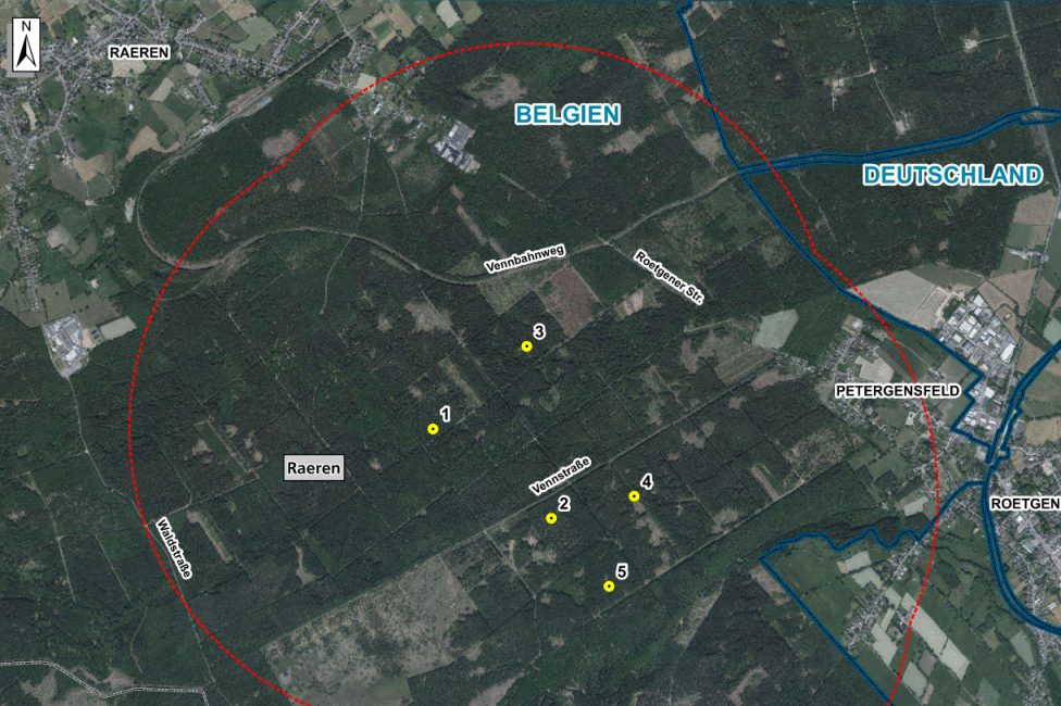 Lokalisierung der geplanten Windräder in Raeren (Bild: Gemeinde Raeren)