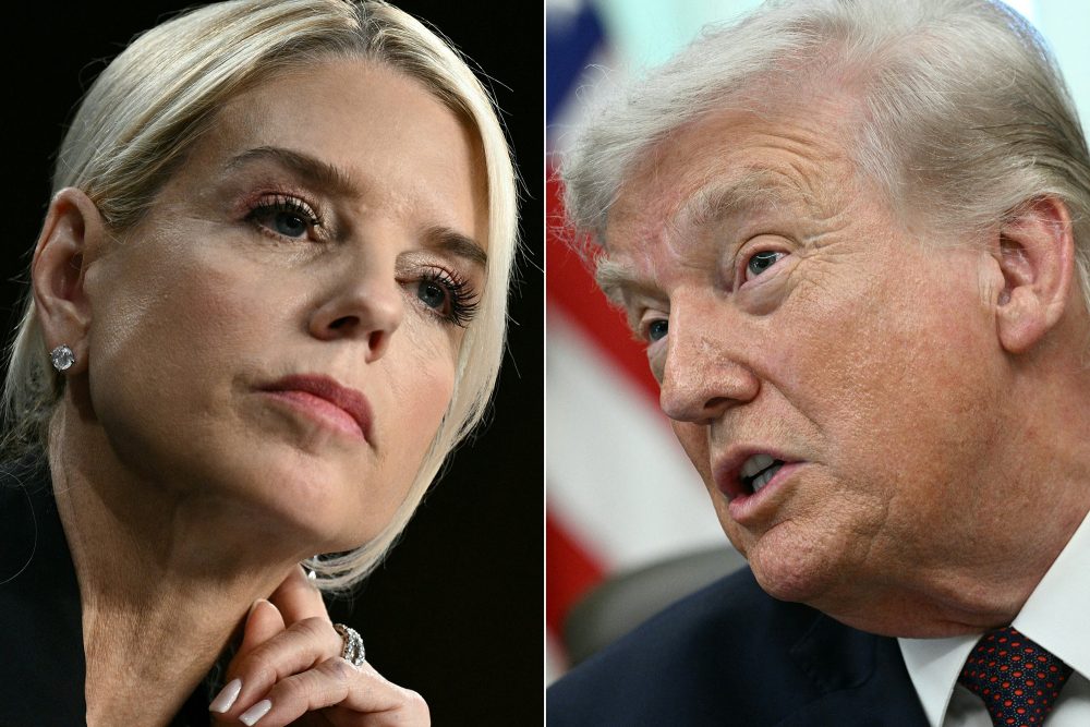 Die entlassene Justizministerin Pam Bondi und US-Präsident Donald Trump
